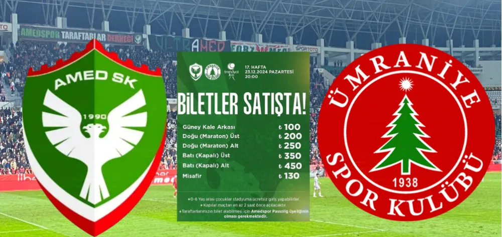 Amedspor-Ümraniyespor maçı bilet fiyatları belli oldu 